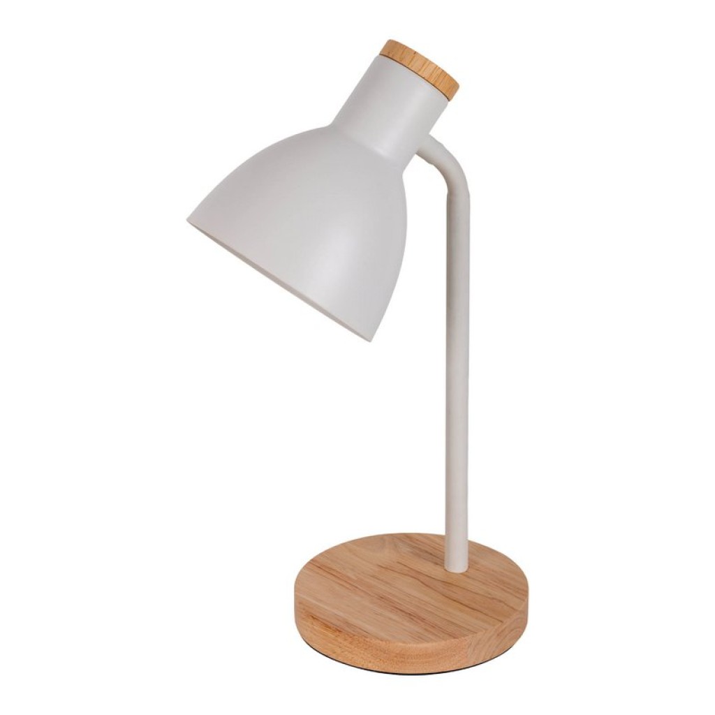 "Marie" desk lamp made of metal and wood, E14, white, 36.5 cm high