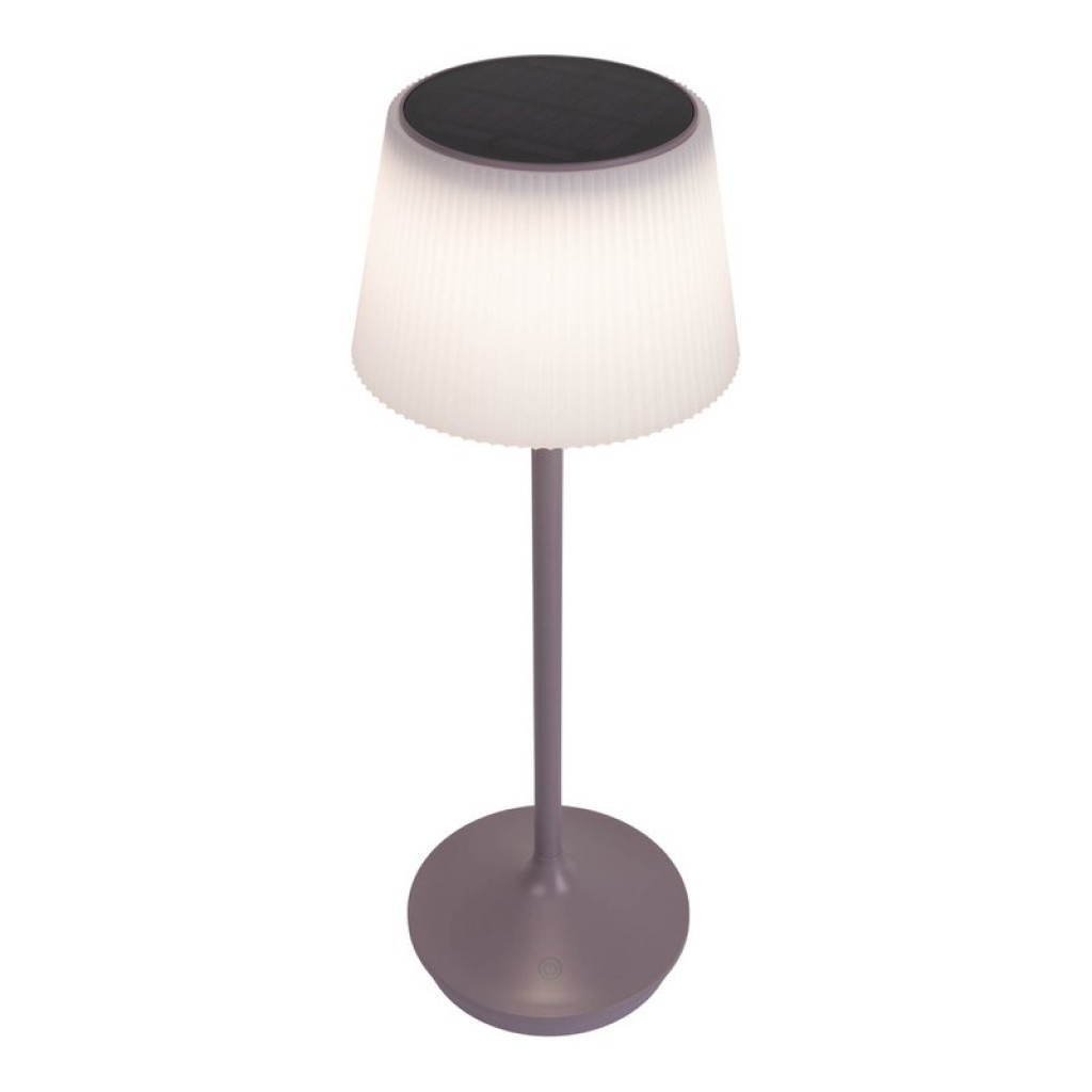 Solar battery lamp "Emmi" 38 cm high, umbrella Ø 13 cm, metal in blackberry and white plastic, for the outdoor area, dimmable CCT.