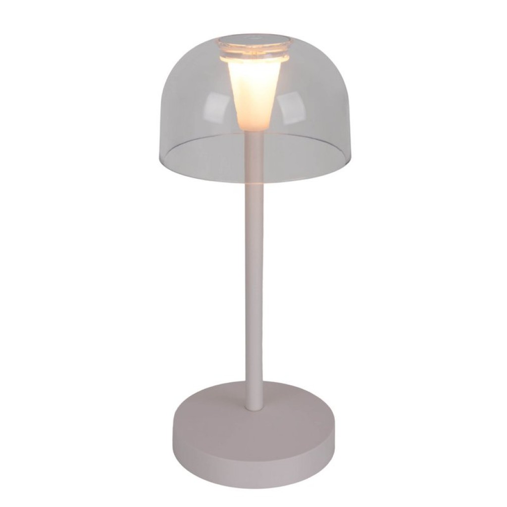 2 Set LED battery table light "Gomba" for outside and inside, made of metal and plastic in white, 18.5 cm high