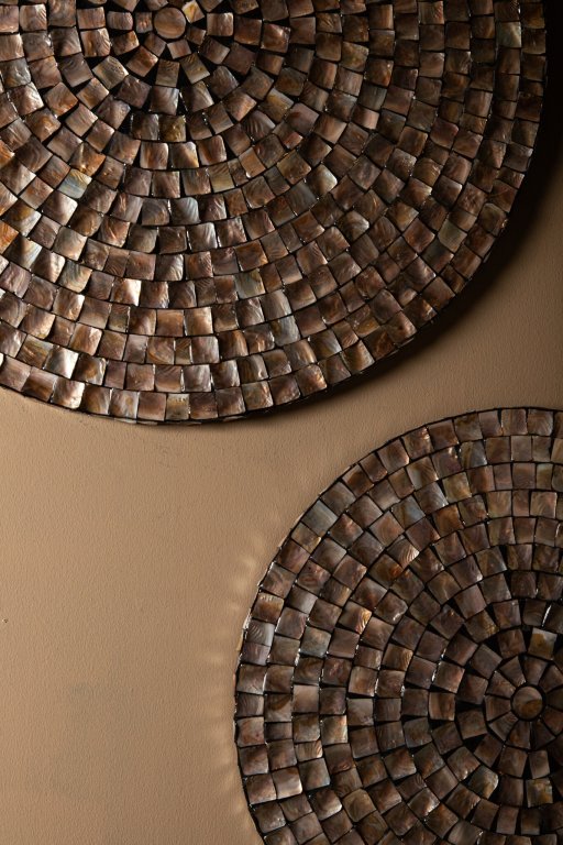 Nikael Bronze Round Poly Shell Bamboo Wall Panel L