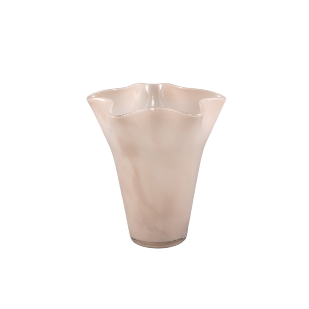 Macarena Brown Glass Round Vase Wavy High S