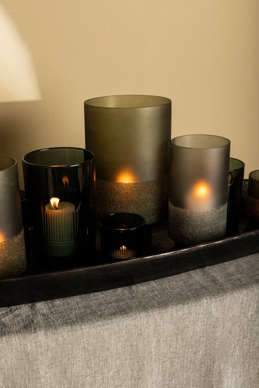 Miral Green Glass Round Stormlight Frosted BottomL