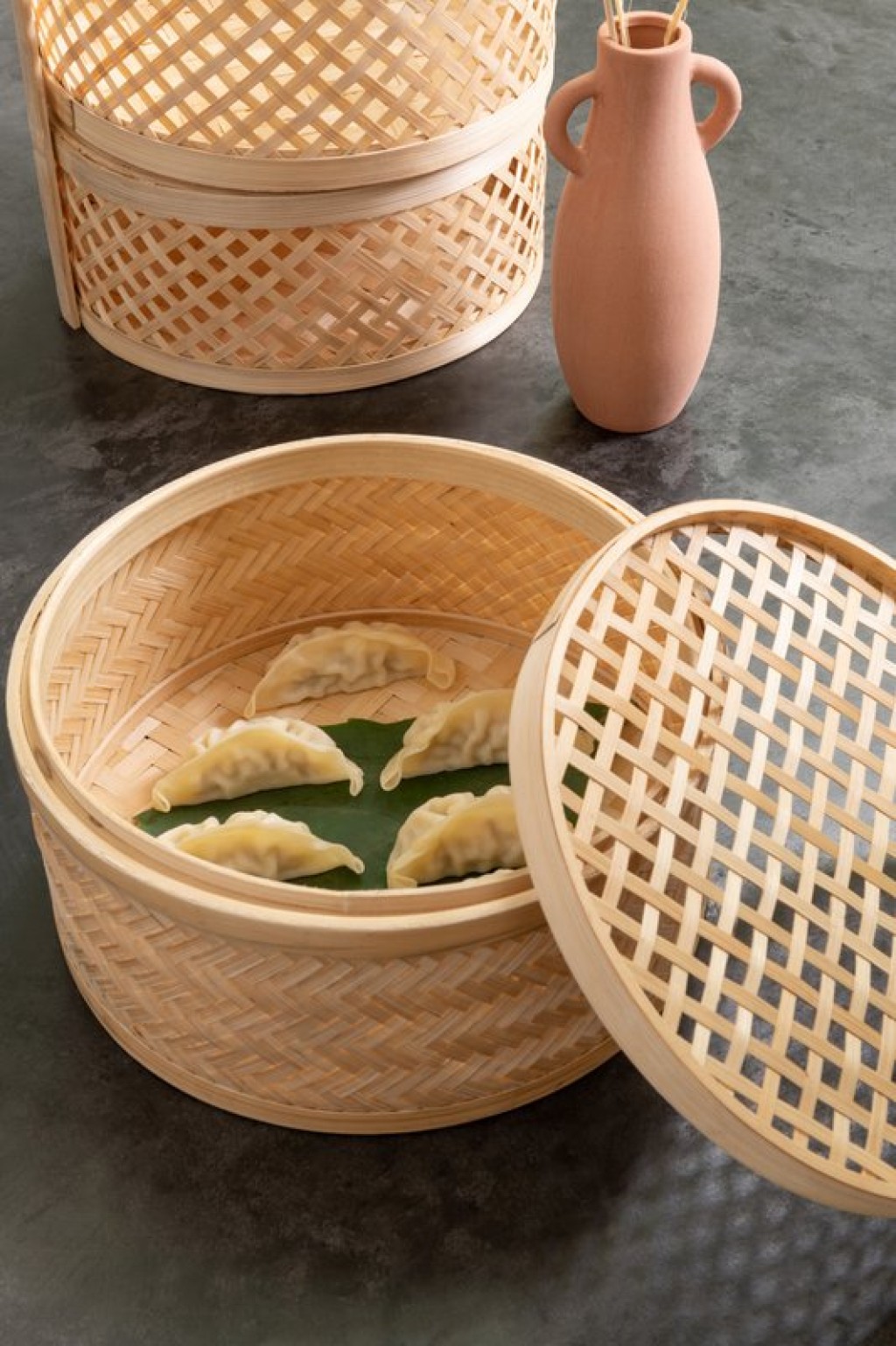 J-Line storage basket 3 compartments - bamboo - natural
