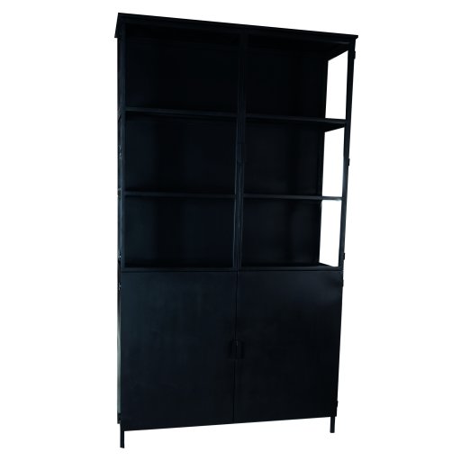 Elina Glass Cabinet Black Iron Frame 2 Doors