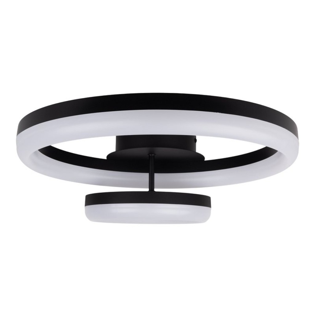 LED CCT ceiling light "Circulo" made of black metal and sand-colored plastic 53 cm long