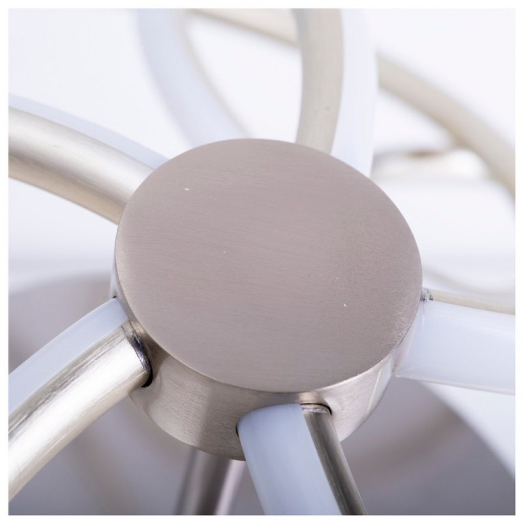 LED ceiling lamp "Rizado" Ø: 57cm made of metal in satin nickel and plastic, with firmly built-in LEDs, lighting for living rooms and office.