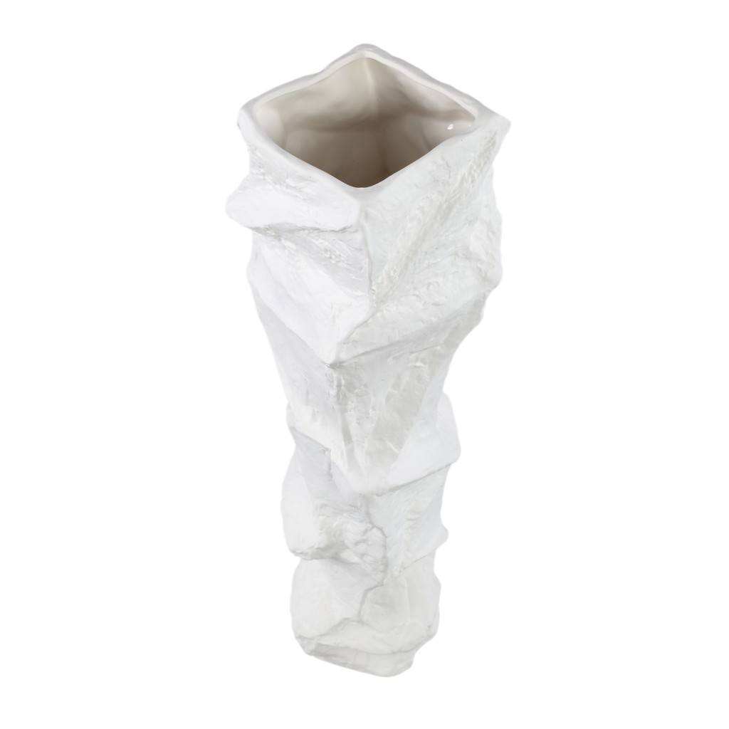 Kellie White Ceramic Organic Shaped Vase Low