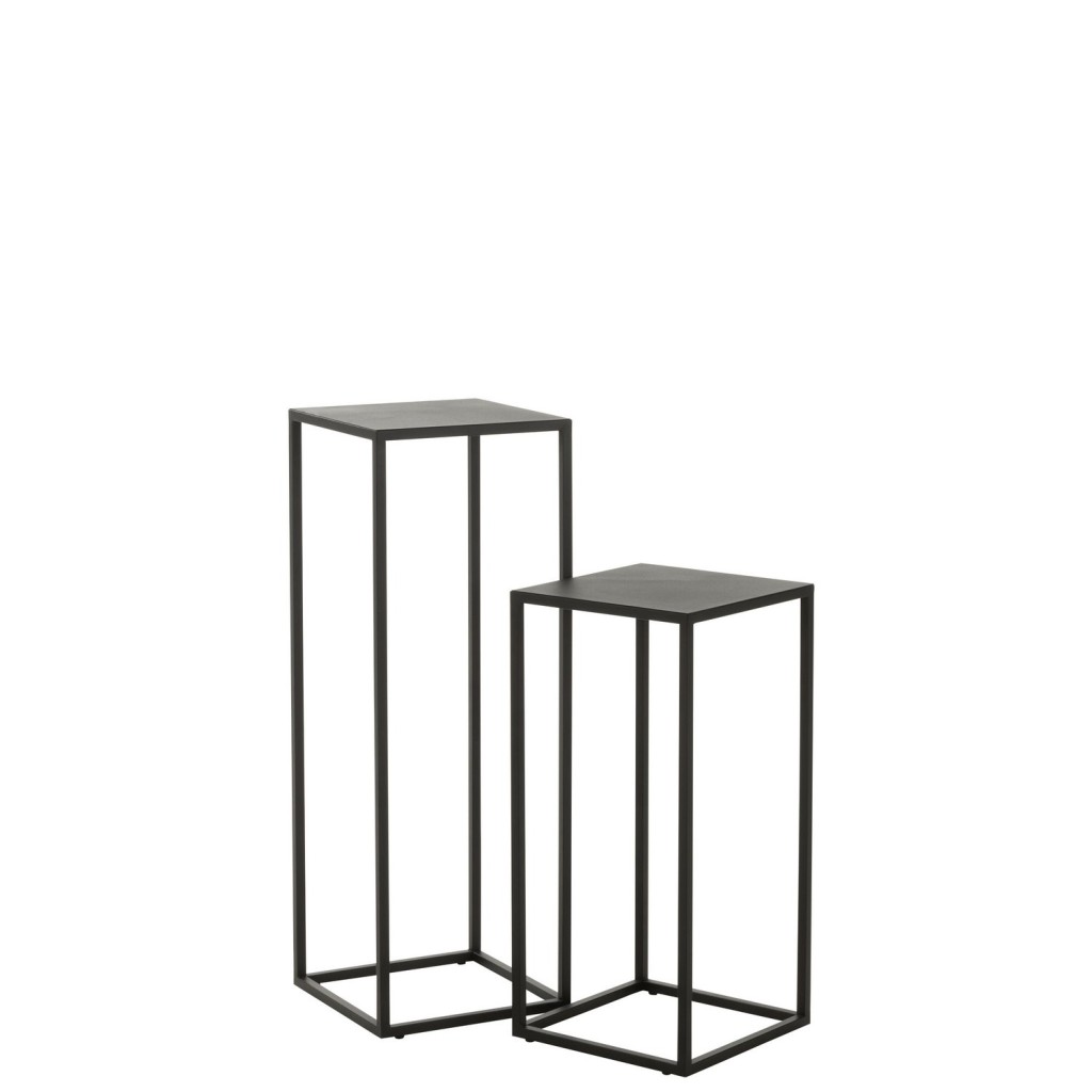 J-Line bijzettafel Vierkant - metaal - zwart -set van 2