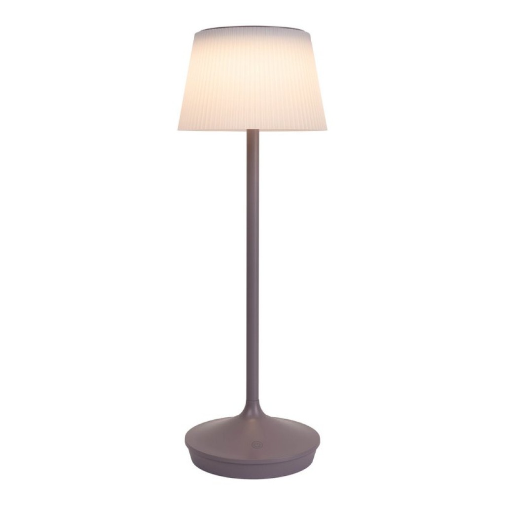 Solar battery lamp "Emmi" 38 cm high, umbrella Ø 13 cm, metal in blackberry and white plastic, for the outdoor area, dimmable CCT.