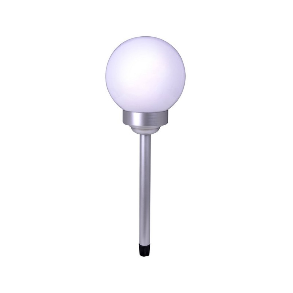 LED outside spherical spit "Ball" D: 25 cm, plastic earth skewer, white, with integrated LED