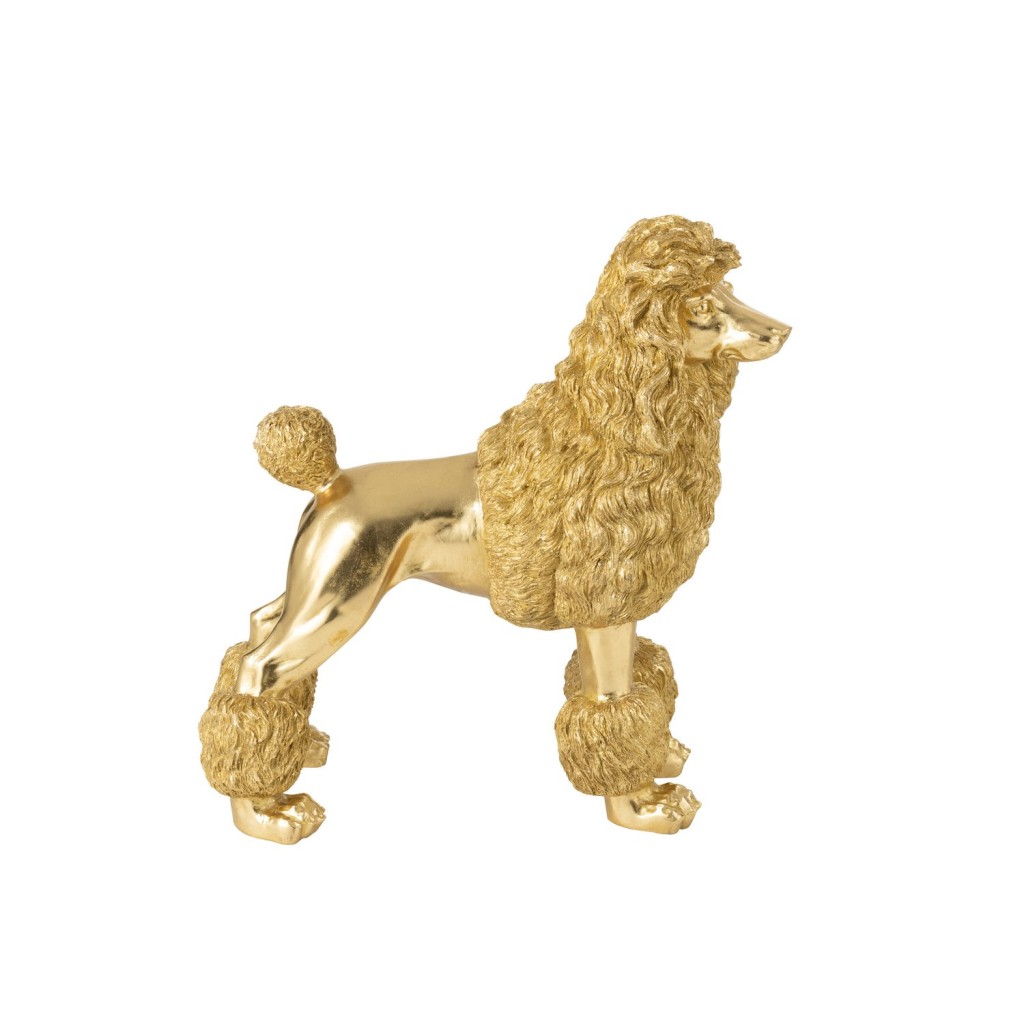 J-Line Poedel Staand Polyresin Goudkleurig Extra Large