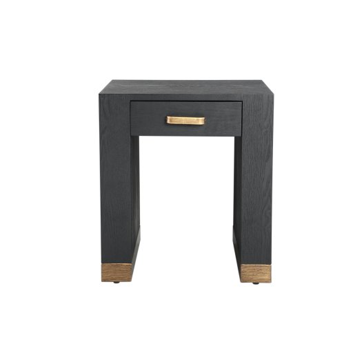 Tiess Black Wooden Veneer Bed Sidetable 1 Drawer