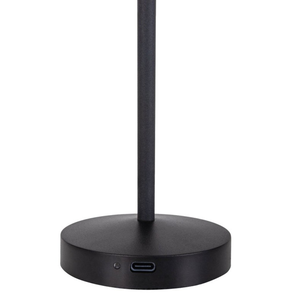 2 Set LED battery table light "Gomba" for outside and inside, made of metal and plastic in black, 18.5 cm high