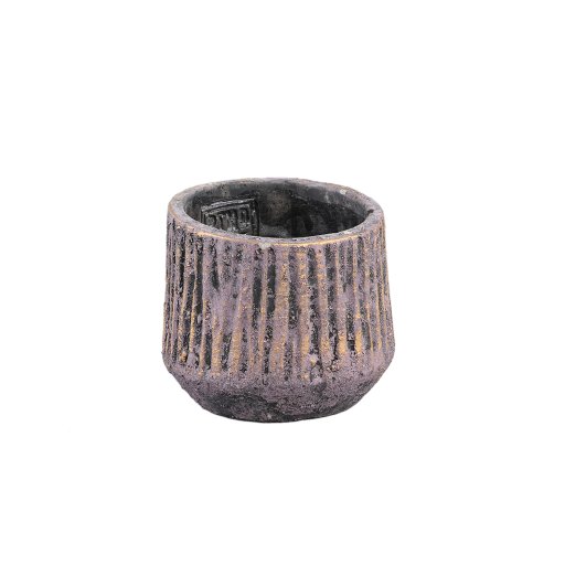 Holden Purple Cement Pot Round Gold Finish XS