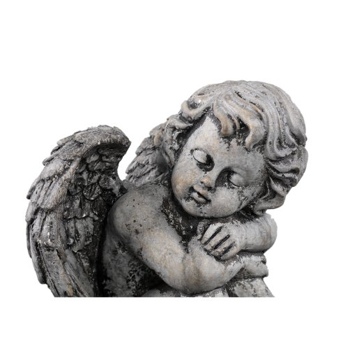Chrisann Grey Cement Sitting Angel Statue Set Of 2