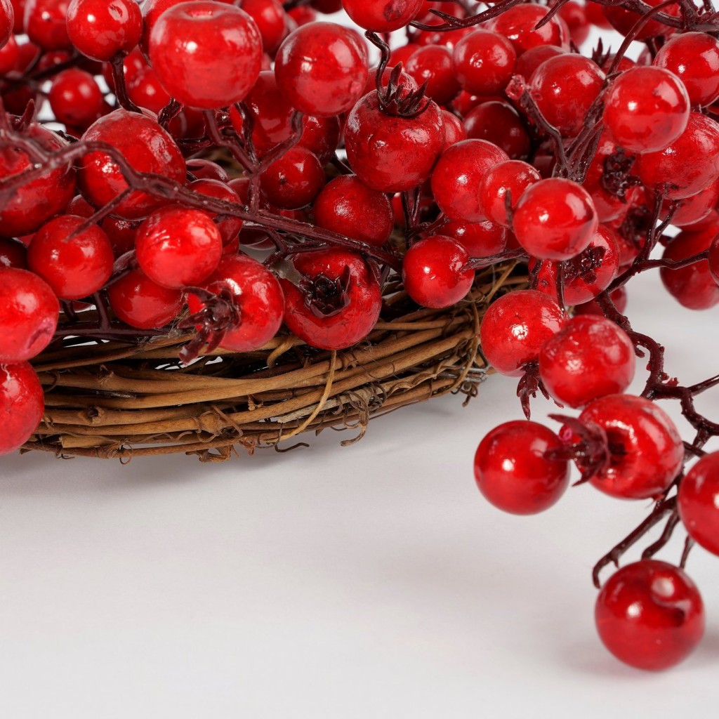 Kerstkrans Bessen - Ø40 cm - Foam - Rood