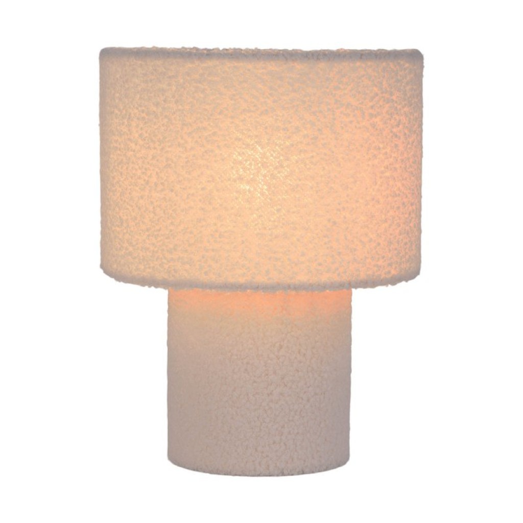 Table lamp "Fluffy" with text blades and foot in white, E27, approx. 31 cm high