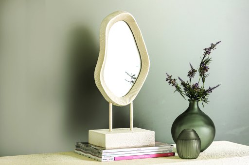 Eilish White Poly Organic Mirror On Mdf Base High