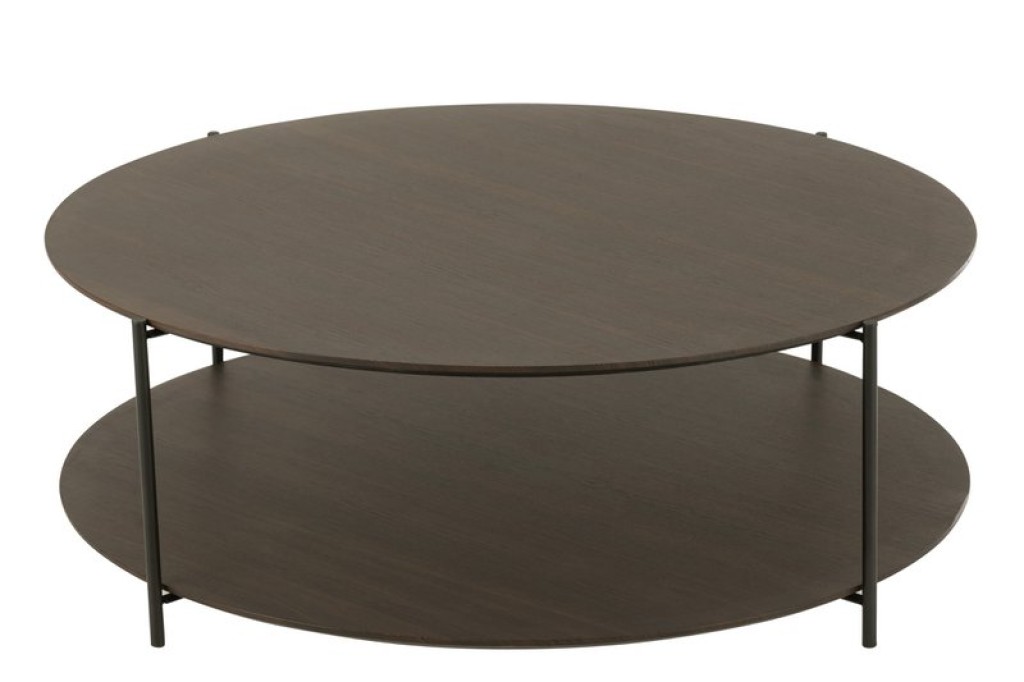 J-Line Coffee Table Round MDF/Metal Dark Brown Large