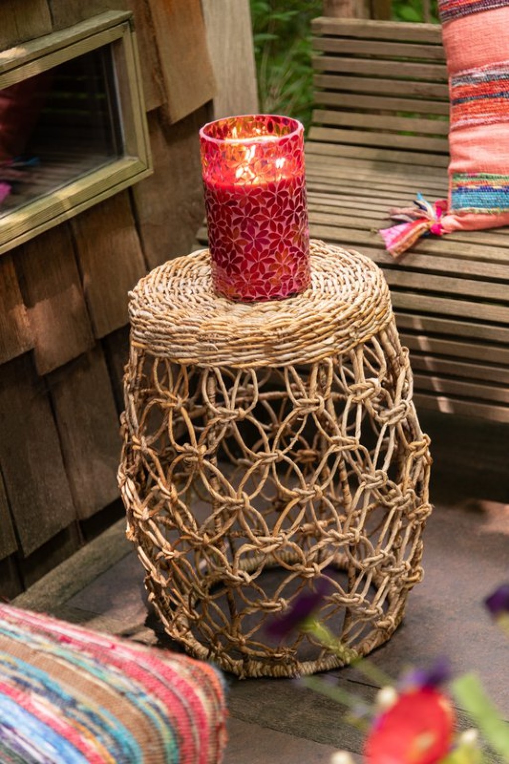J-Line Side Table Ton Metal/Banana Leaf Natural