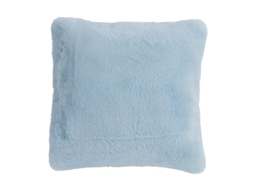 J-Line Cutie cushion – faux fur – light blue