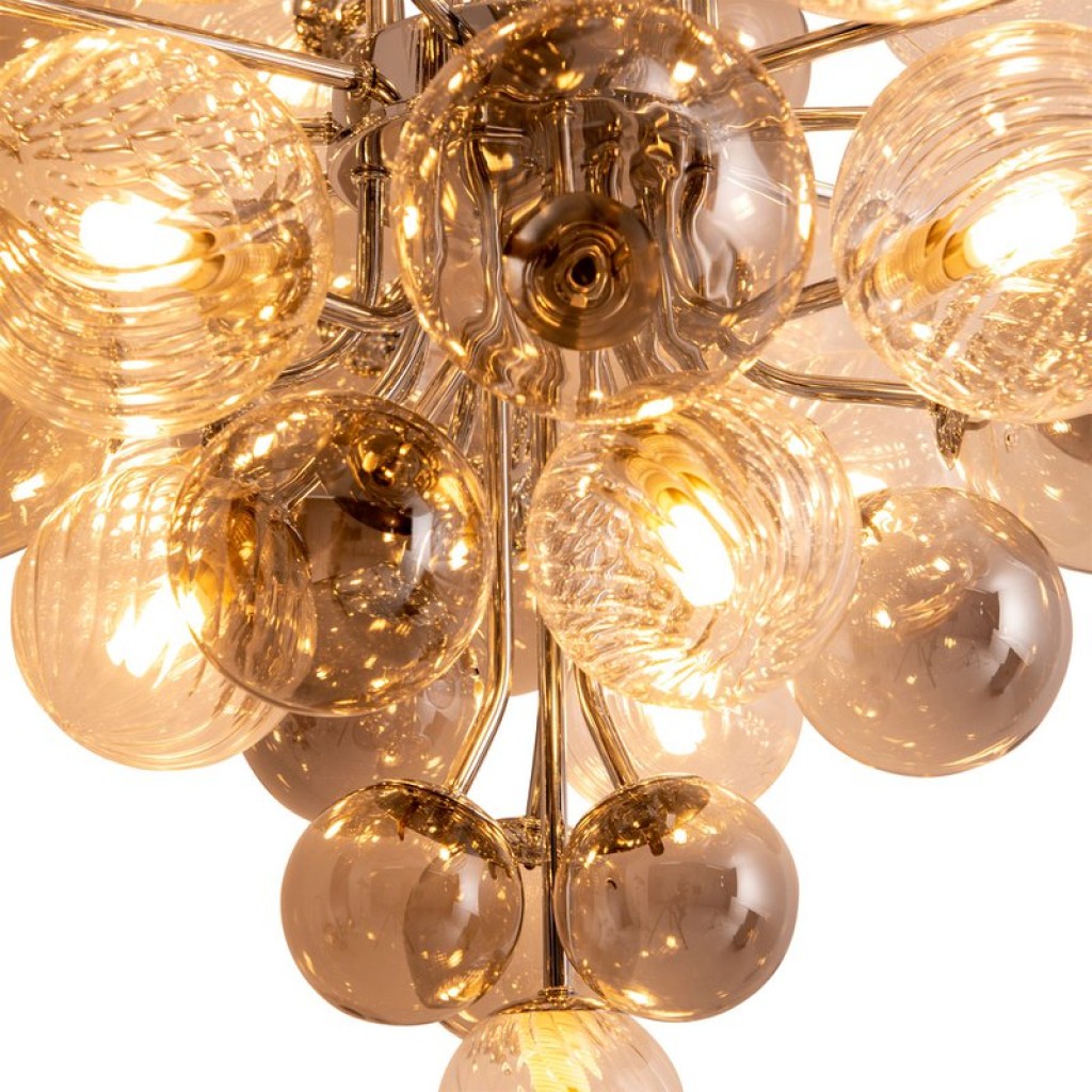 Pendelleuchte "SPHERE" Ø 75cm, au s Metall und Glas mit verschiedenen Strukturen, Beleuchtung für Wohnzimmer, Esszimmer oder Büro.