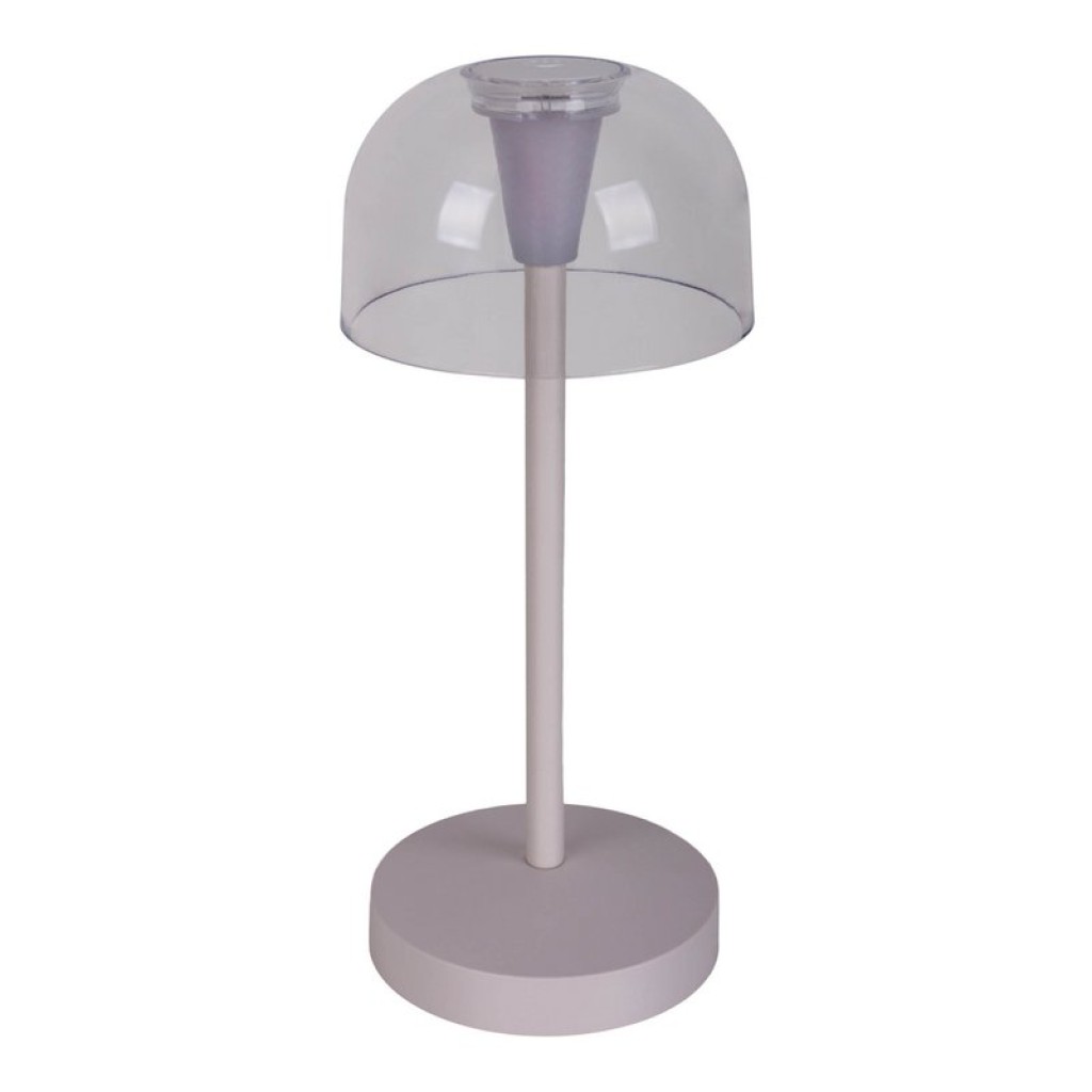 2 Set LED battery table light "Gomba" for outside and inside, made of metal and plastic in white, 18.5 cm high