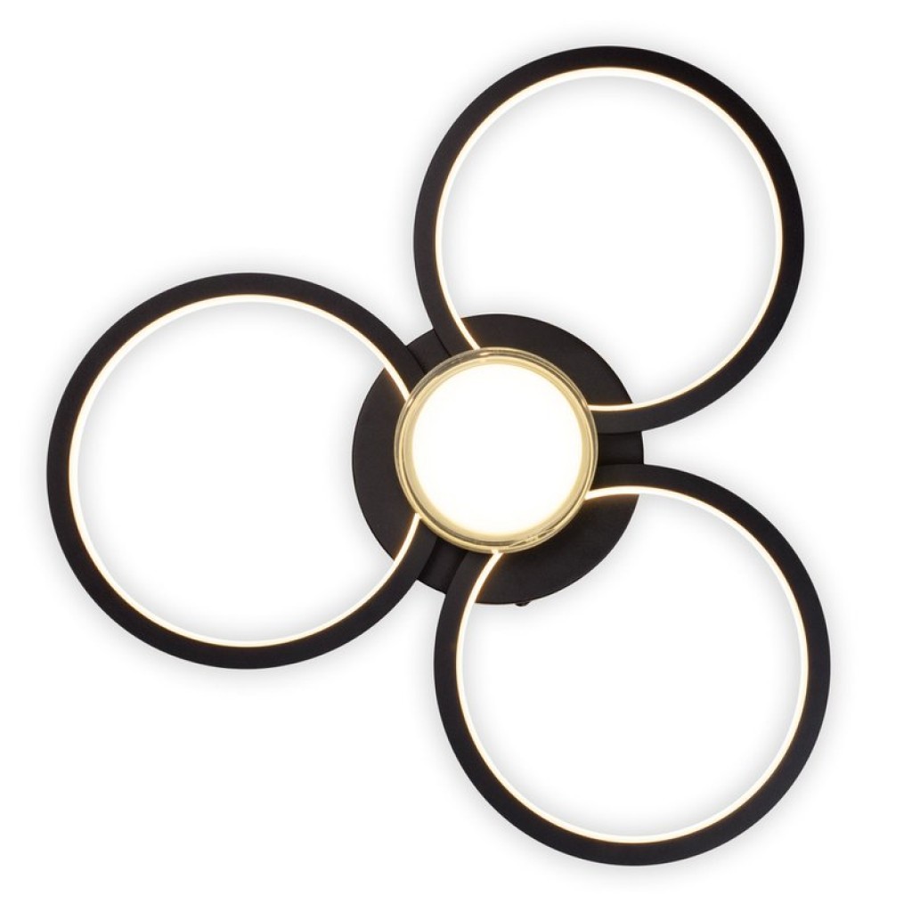 LED ceiling light "Cimo" made of black metal and plastic, Ø approx. 43.6 cm, dimmable by wall switch