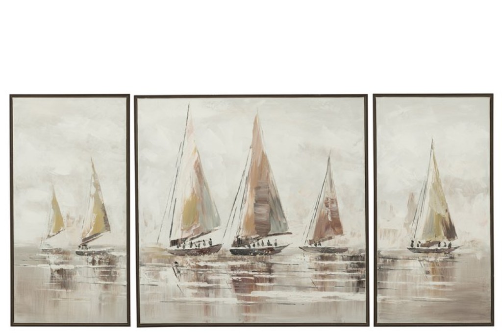 J-Line Set of Three Paintings Hog Acrylic Paint/Canvas Mix