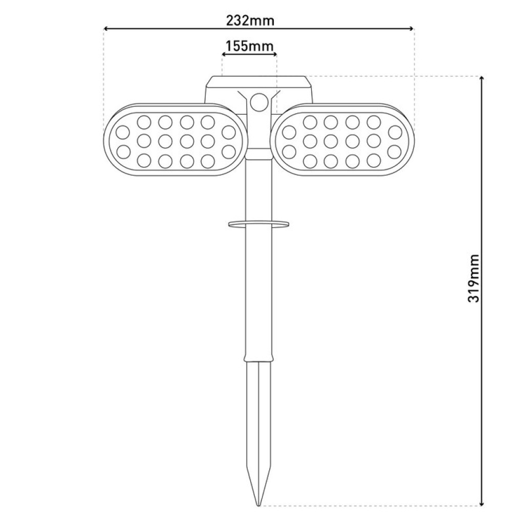 LED solar spotlights "Paco" for the outdoor area with a permanently built-in LED, solar and spit made of plastic in black, height 31.9 cm
