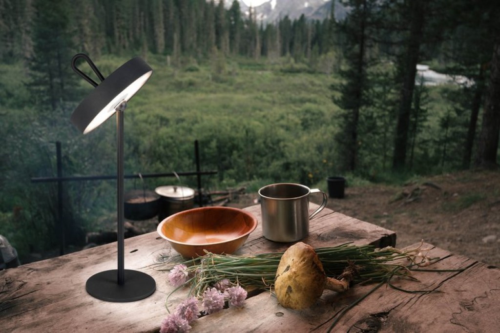 LED battery table lamp magnetically "Ella" for outside and inside, made of metal and plastic in black, 35 cm high