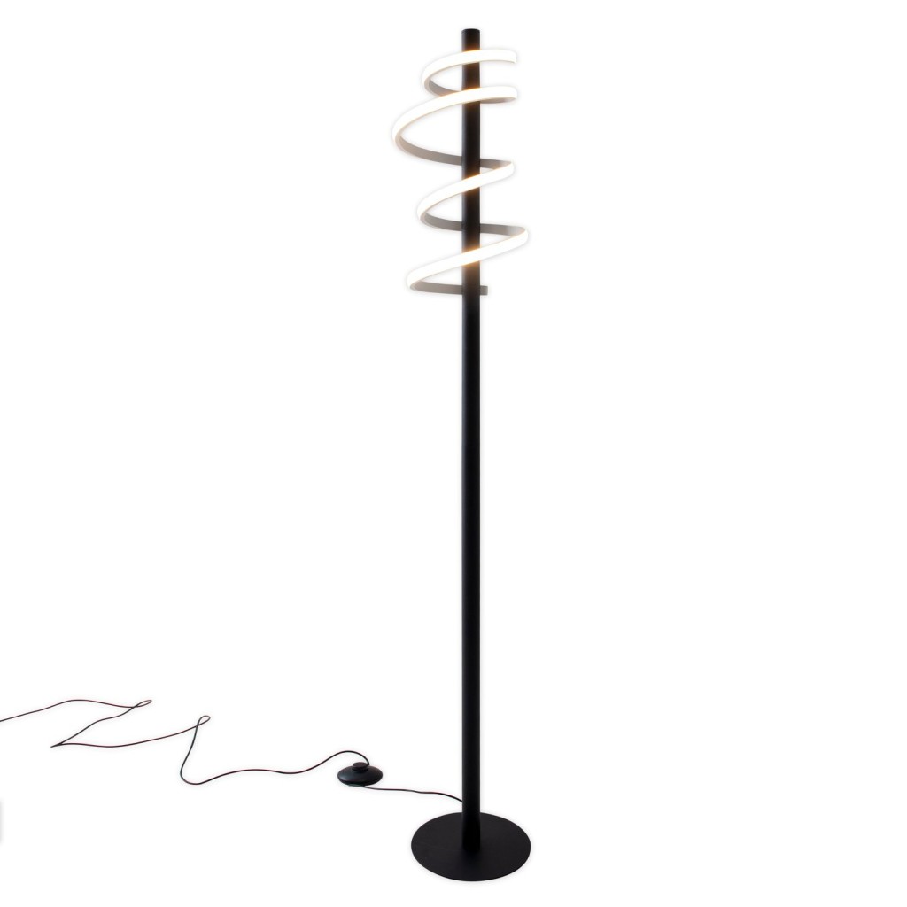 LED staande lamp "Belleza", moderne vloerlamp gemaakt van metaal en plastic in zwart en wit, met stevig ingebouwde LED's, 140 hoog, verlichting voor woonkamer, eetkamer, slaapkamer of kantoor.