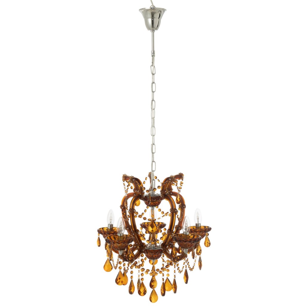 J-Line Hanglamp Kandelaar Antiek Glas Bruin