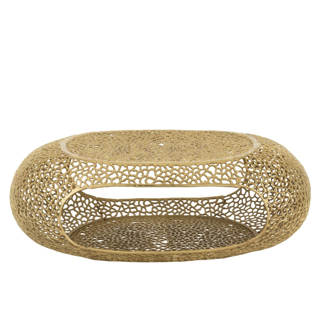 J-Line Salon Table Ovaal aluminium goud bevlekte groot