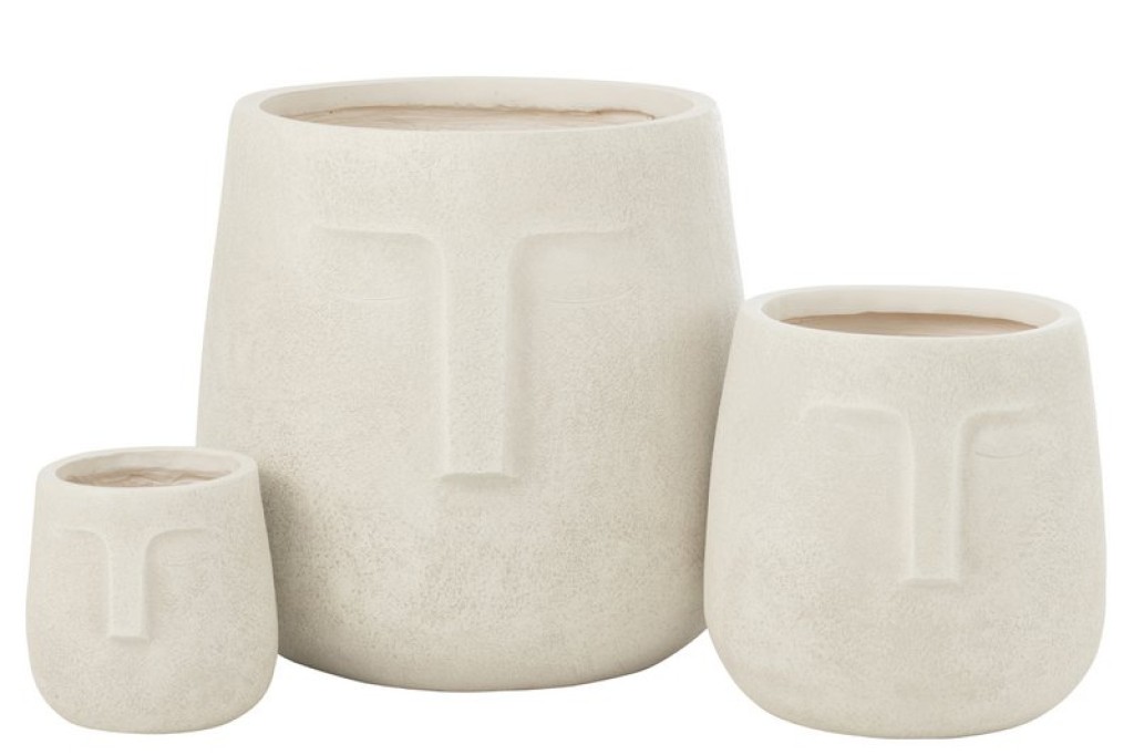 J -Line Flowerpot Moai - Ceramics - White - 3 pieces - Ø 44 cm