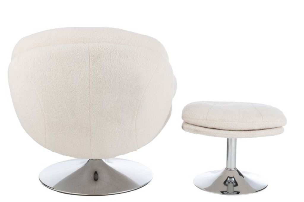 J-Line Relax Zetel+ Voetbank Metaal/Multiplex Creme/Zilver