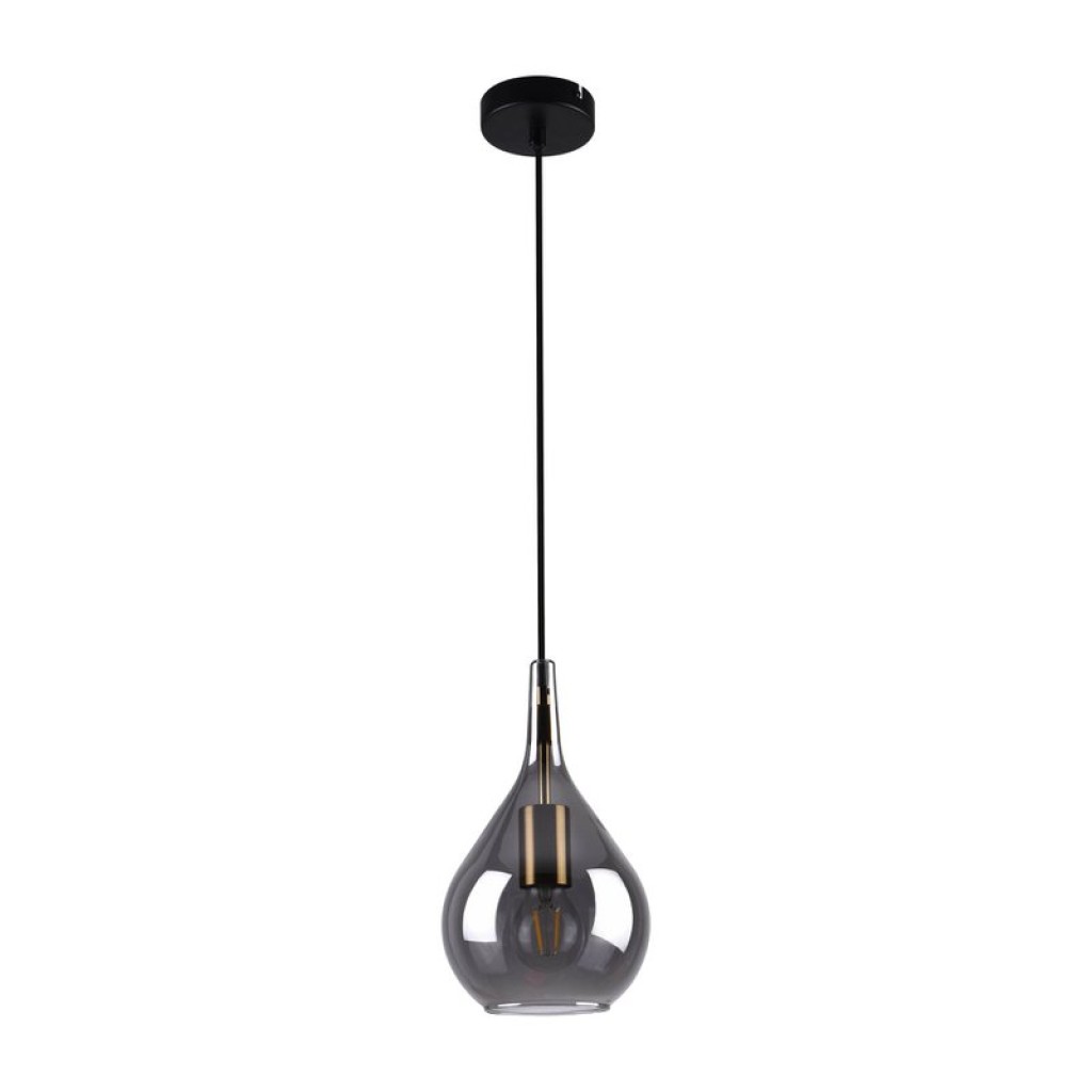Pendant lamp "Gota", retro classic pendant lamp made of black smoke glass Ø 20 cm, with E27 versions, 150 high, ideal for dining room, living room and kitchen.