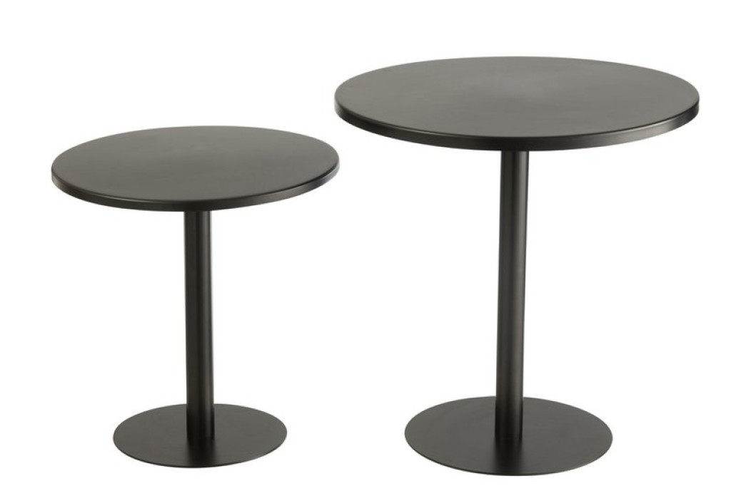 J-Line Set Of 2 Side Table Round Metal Black
