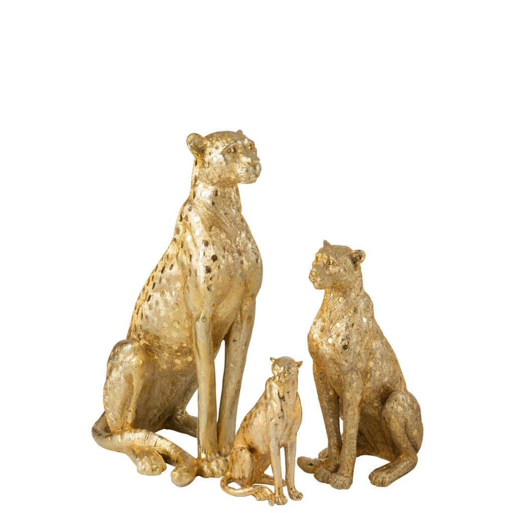 J-Line Luipaard Staand Polyresin Goudkleurig Large