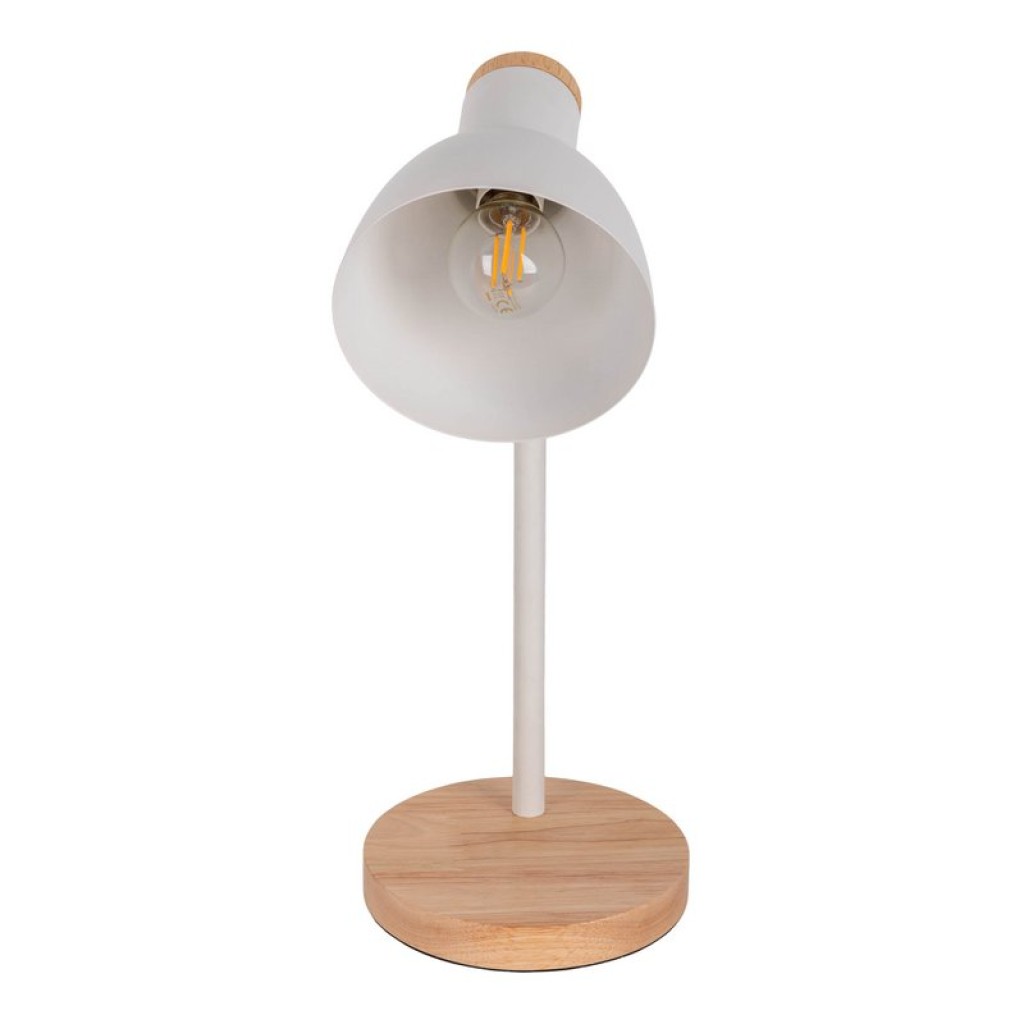 "Marie" desk lamp made of metal and wood, E14, white, 36.5 cm high