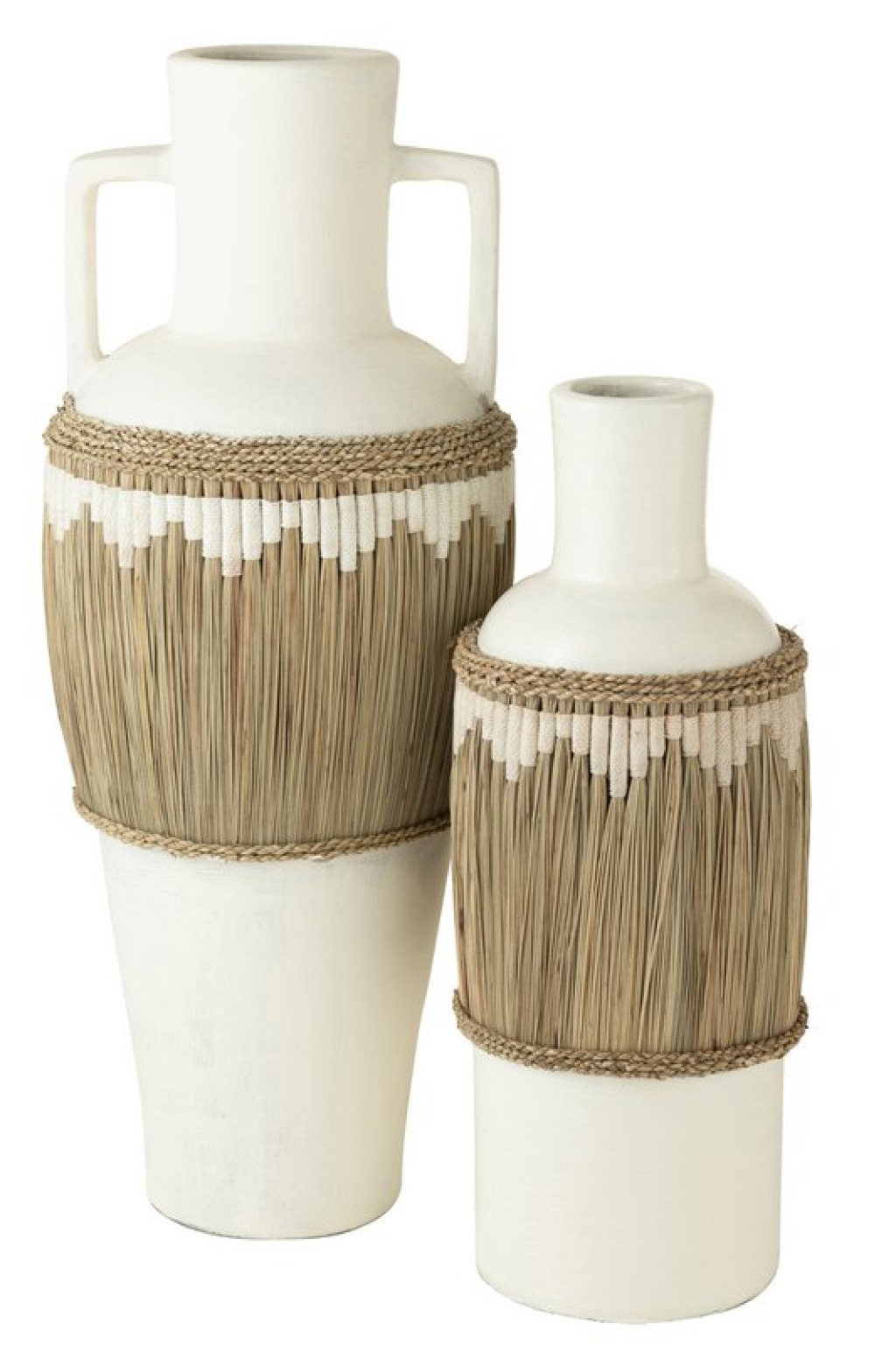 J-Line Vase+Handles Motif Terracotta/Grass White/Natural