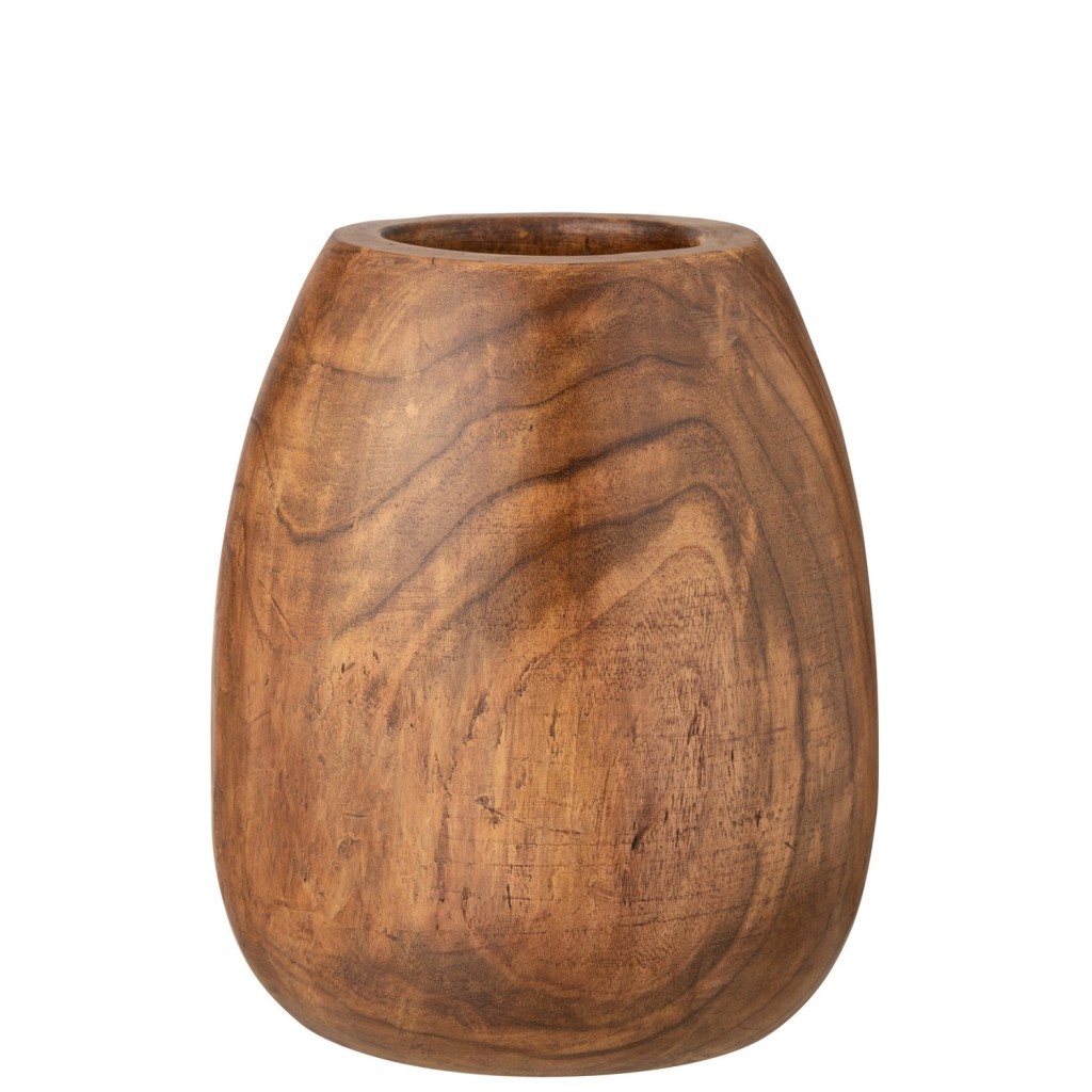 J-Line bloempot Paulownia - hout - bruin - large - Ø 43 cm