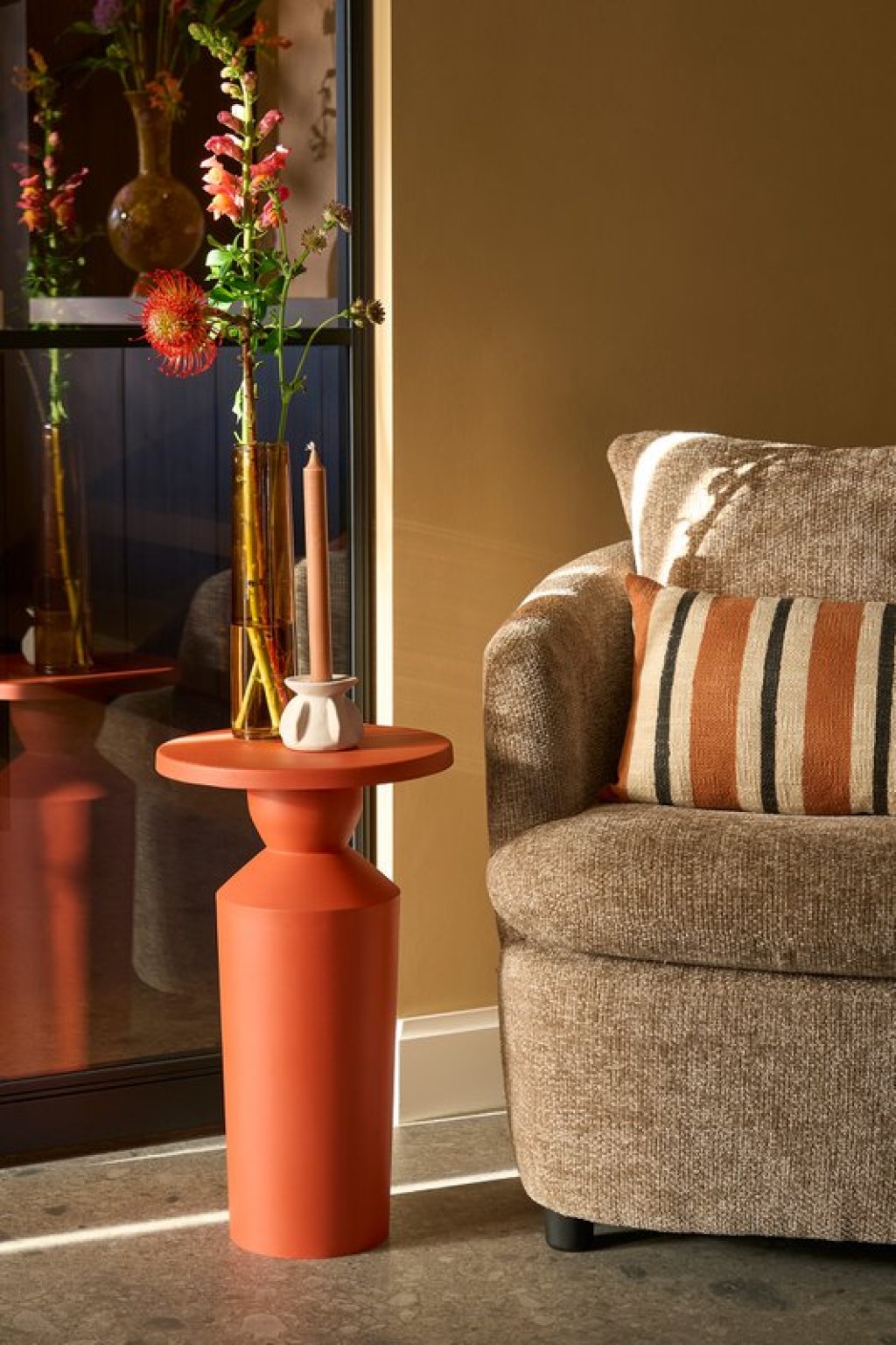 Feroza side table - H51 x Ø30 cm - Metal - Orange