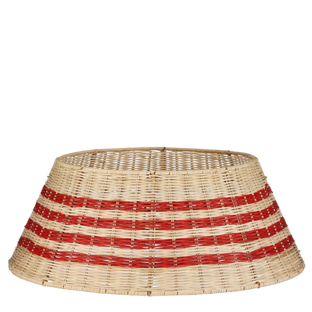 Kerstboomrok - H25 x Ø60 cm - Rotan - Beige, Rood