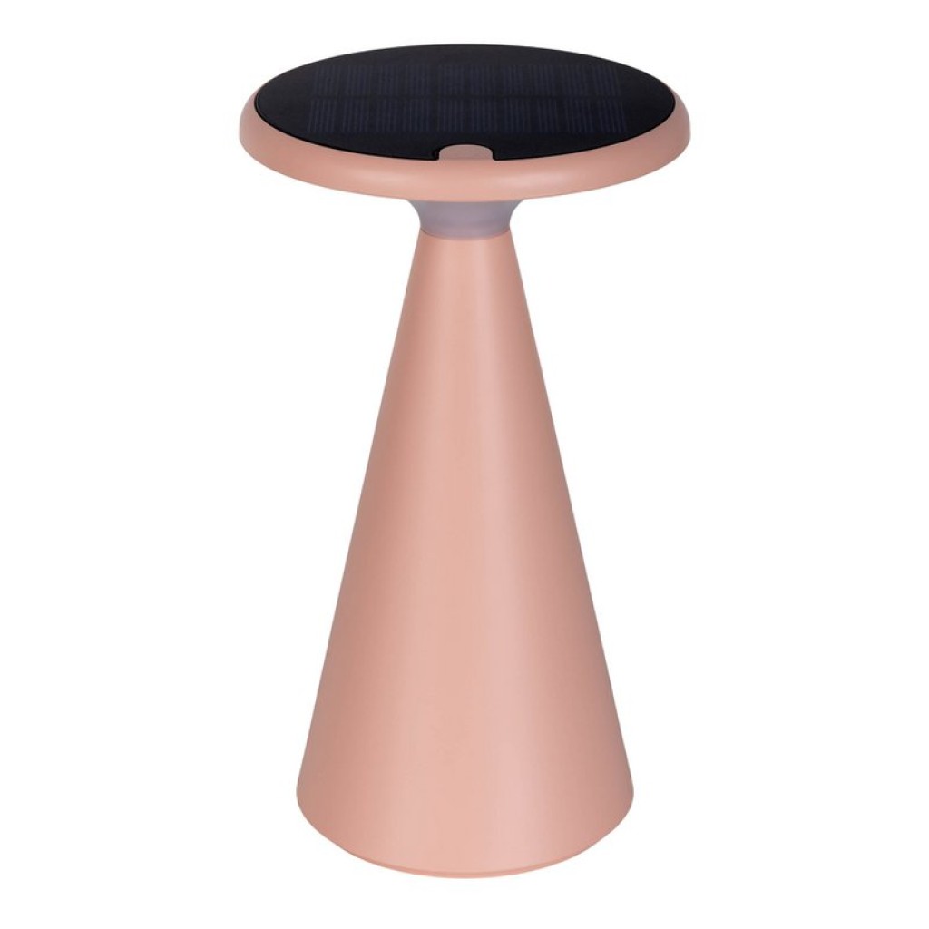 Solar battery table lamp "Palu" for outside and inside, made of plastic in pink, 20 cm high