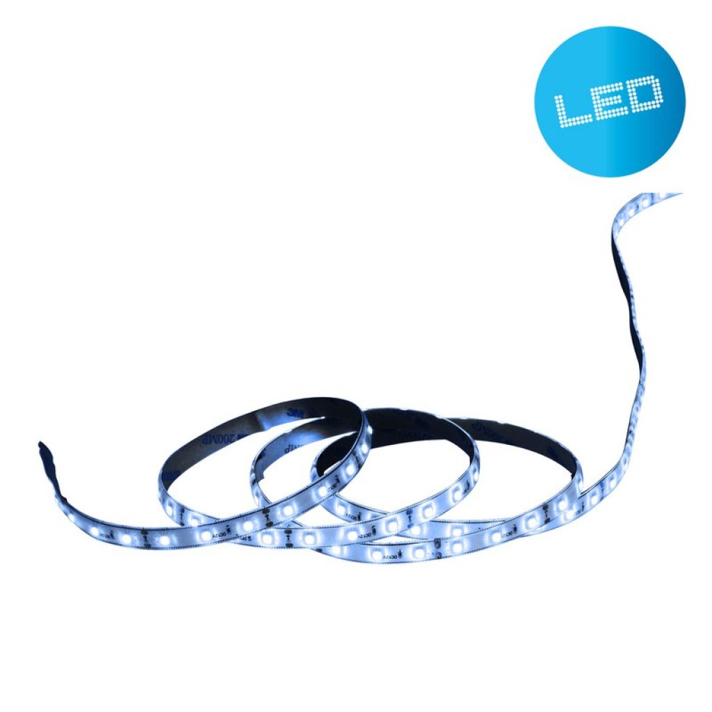 LED "Stripe" approx. 5 m long, with 2 flex binders and plug -in power supply; 300 LEDs, blue.