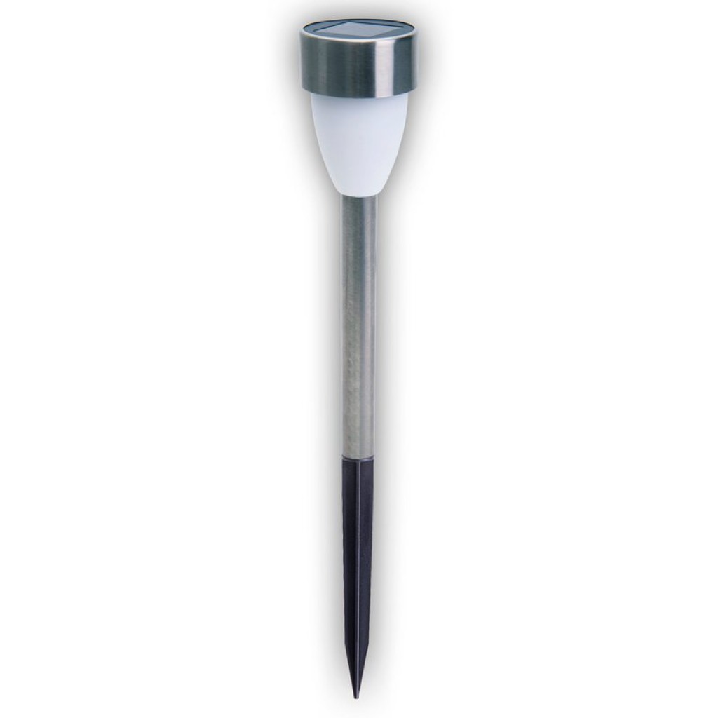 6 Set LED solar outer light with earth skewer made of stainless steel-colored metal and plastic, with integrated LED
