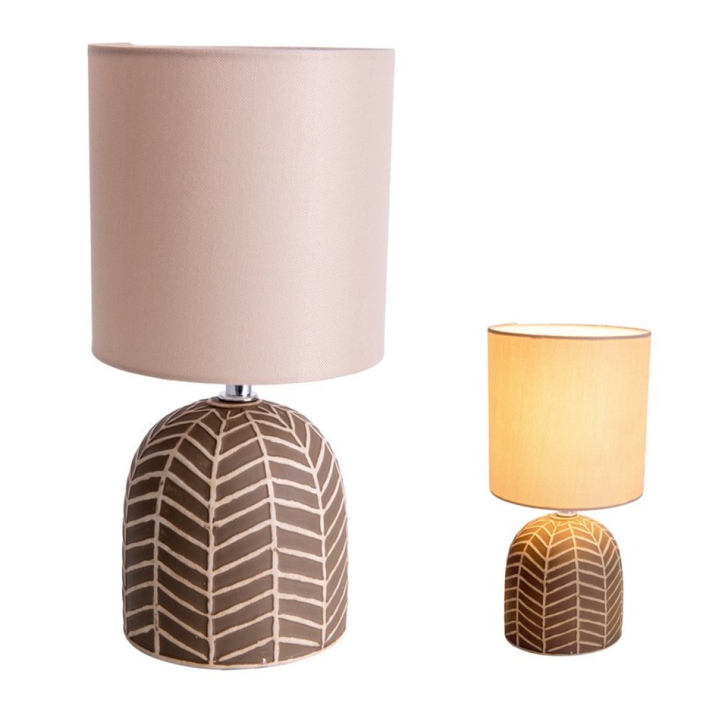 Keramik-Tischleuchte "FOLIO" braun, Tischlampe aus Keramik in Braun, mit E14-Fassung, für Esszimmer, Wohnzimmer, Diele oder Büro, 27,50cm hoch