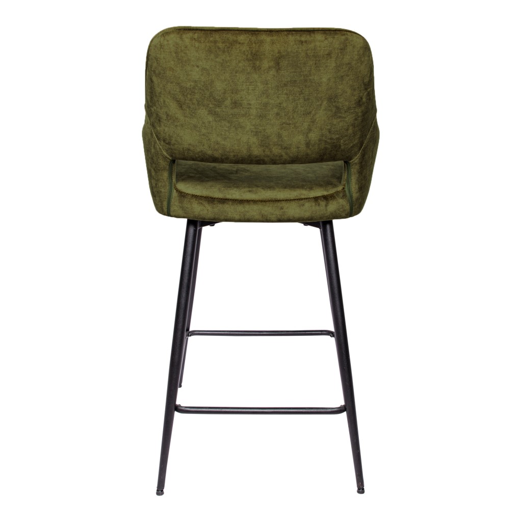 Fal LOW Velvet Green Bar Stool Black Metal Leg KD