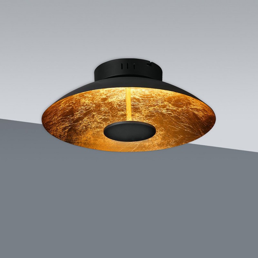 LED ceiling lamp "Firenze" metal ceiling lamp in black, and gold, LED firmly installed, lighting for living room, office or the entrance rod 40 cm diameter